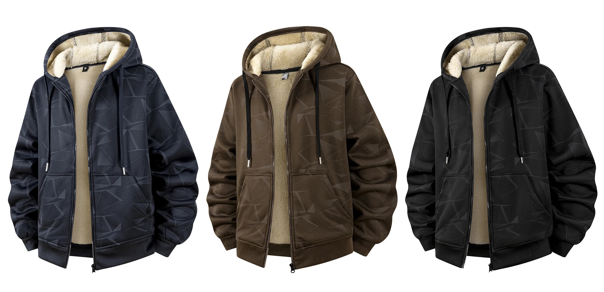 Winter Lambswool Coats Thicken Warm Jackets Long Sleeve Zipper Hoodies Casual Sports Fleece Black Coat Hooded Men Fashion Jacket