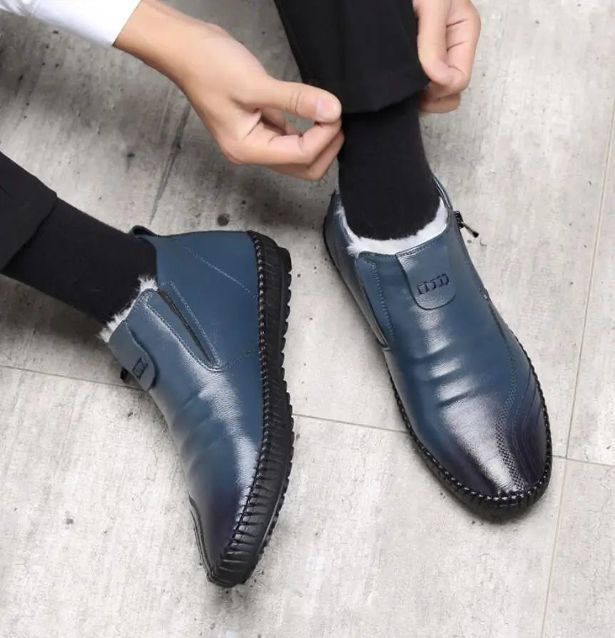 2025 Natural Wool Winter Shoes Men Genuine Leather Warmest Snow Boots Army Homme Walking Botas Hombre Platform Boots