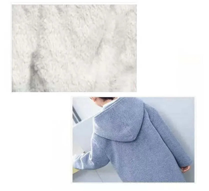 Winter Woolen Jacket For Boy New 2024 Korean Version Fashion Thickening Handsome Mid-Length Keep Warm Casual Children's Clothing