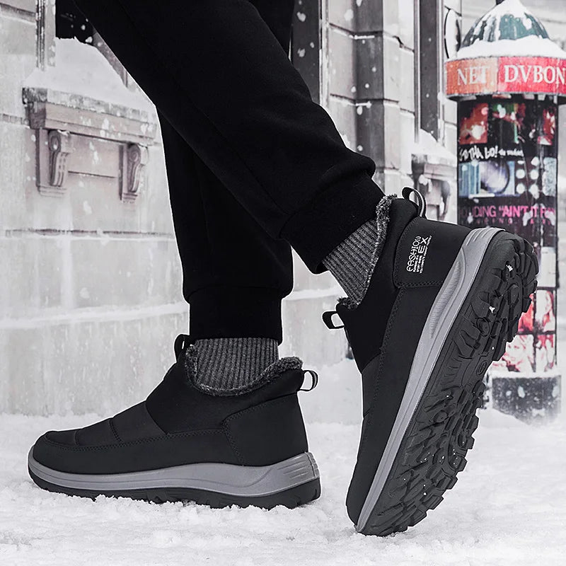 Men Boots Waterproof Winter Lightweight Snow Boots Thick Warm Fur Men Shoes Plus Size Unisex Ankle Boots Slip On Casual Shoes