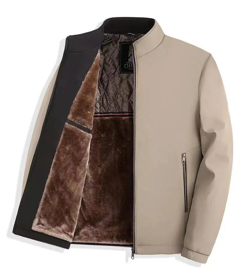 Winter New Fashionable Solid Color Plus Velvet Thick Warm Windproof Jacket for Men's Casual Loose Sports Large Size Jacket L-4XL