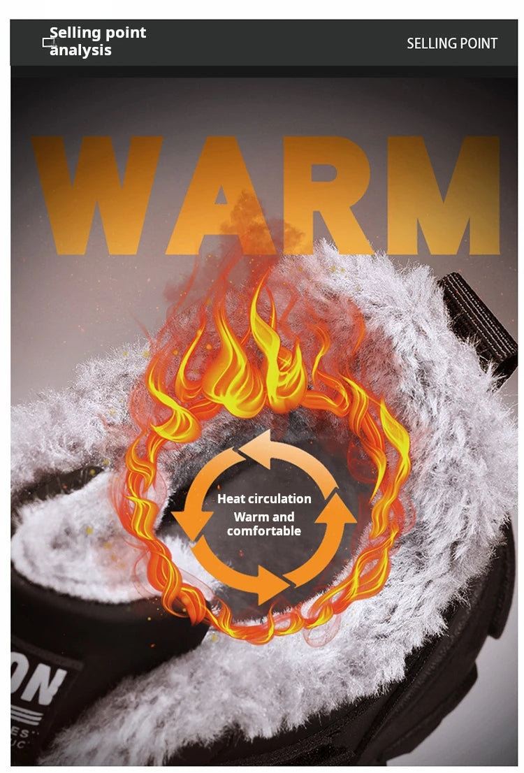 Winter Boots for Men New Waterproof PU Leather Warm Snow Ankle Boots Outdoor Warm Plush Non-slip Work High-top Casual Shoes