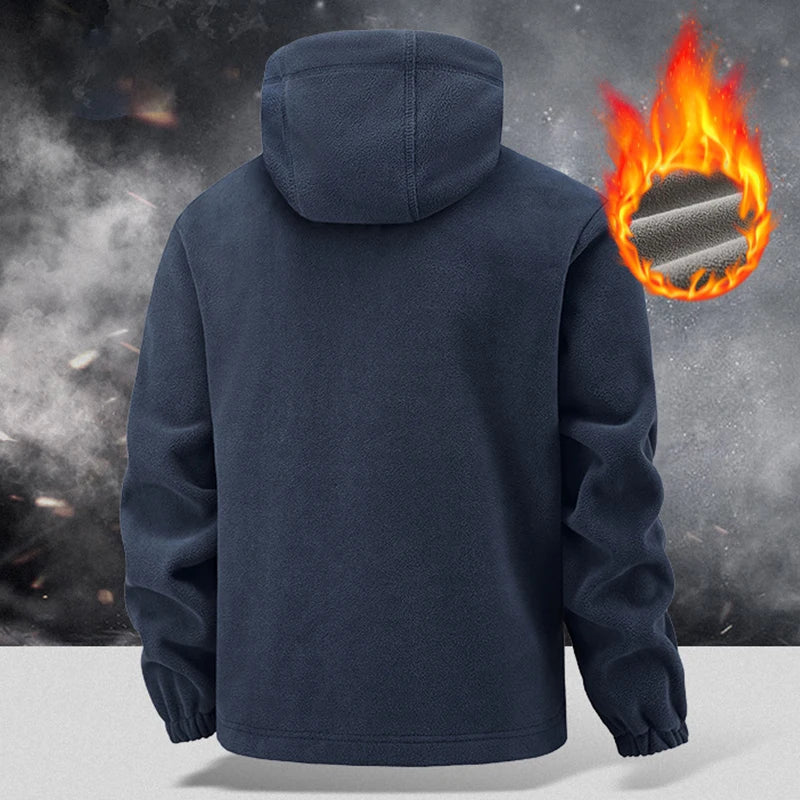 Autumn Winter New Hooded Fleece Jacket Men Outdoor Sports Windproof Tactical Zip Coat Men Warm Thick High Quality Jacket Male