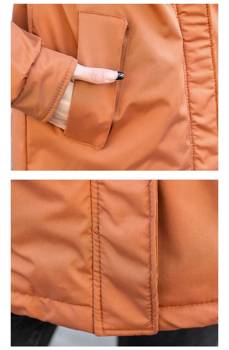 CJFHJE Parkas Winter Jackets Women Chaquetas Para Mujeres Waist Big Fur Collar Warm Down Jacket Outdoor Coat Abrigos De Plumas