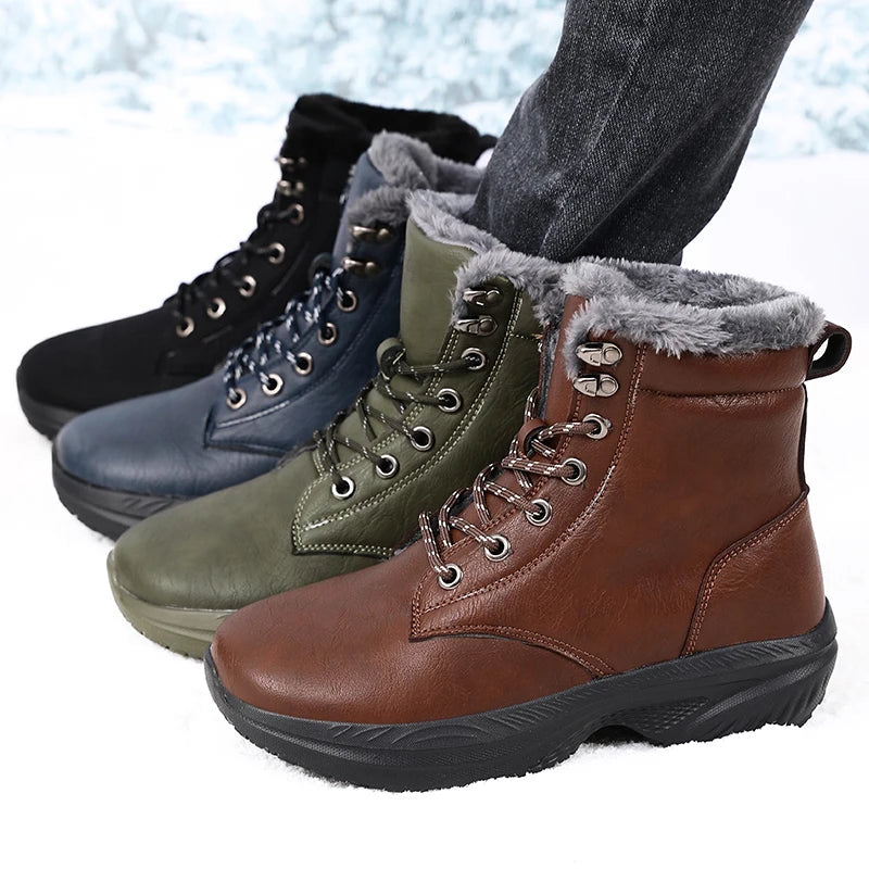 Winter Snow Barefoot Boots for Men Keep Warm Waterproof Winter Shoes Latest 2025 Fashion Design Non Slip Platform Snow Boots Men
