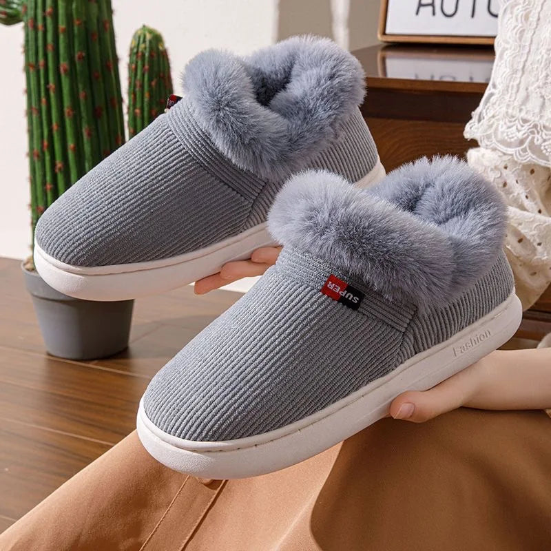 Winter Women Shoes Casual House Shoes for Men 2025 Outdoor Warm Cotton Shoes for Women Indoor Plush Padded Slippers Female
