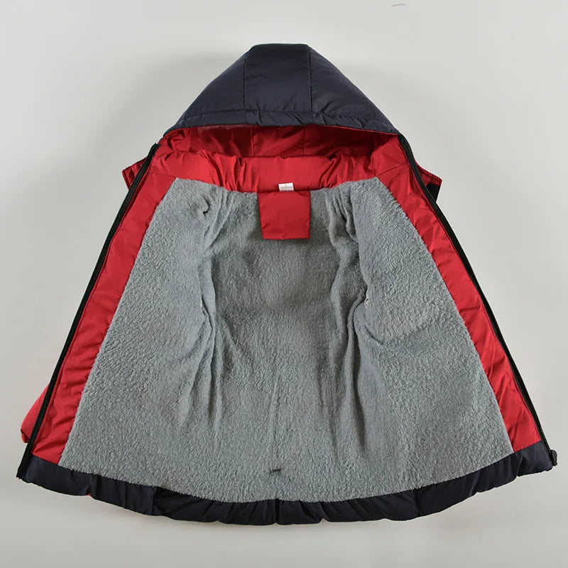 Boys' Letter Print Hooded Winter Coat