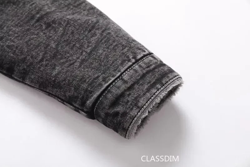 Men Winter Black Denim Jackets Fleece Warm Coats Good Quality Male Casual Winter Jackets Outwear Casual Coats Winter Clothes 4XL