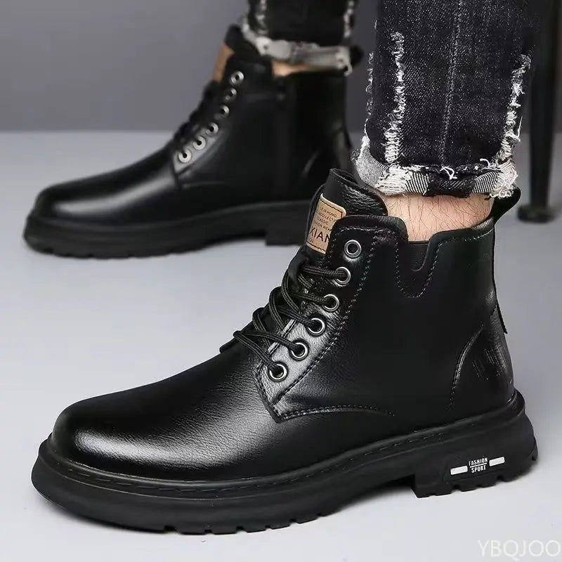 Fashionable versatile spring autumn new high top men's shoes casual comfortable men's shoes trendy retro simple warm short boots