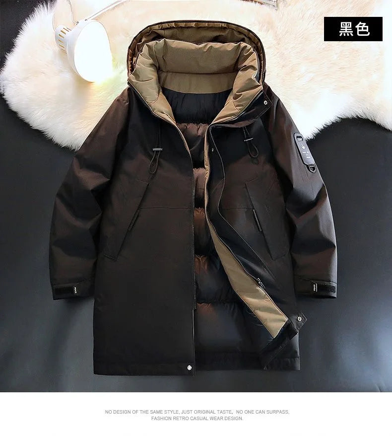 2024 Autumn/Winter New Fashion Solid Color Thick Warm Hooded Coat Men's Casual Loose High-Quality Plus-Size Cotton-Padded Jacket