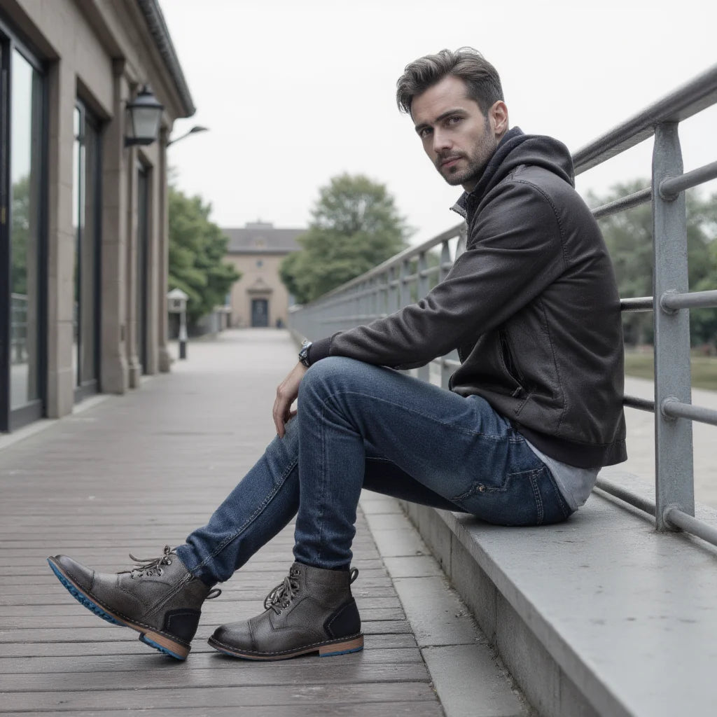 Size 7-13 Ankle Boots For Men Men's Leather boots Brand Boot for men #AL605