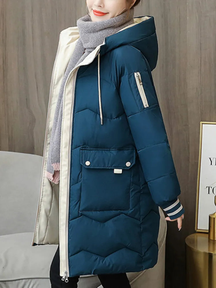 Winter Women Jacket Coats Long Parkas Female Down Cotton Hooded Overcoat Thick Warm Jackets Windproof Casual Student Coat Parka