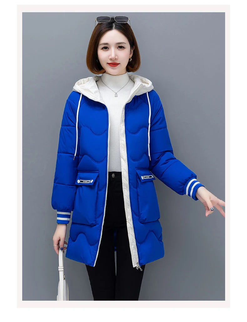 Long Winter Jacket Women Down Cotton Coats 2024 New Cotton Padded Puffer Parka Coat Women Hooded Outwear Thicken Warm Jacket 4XL