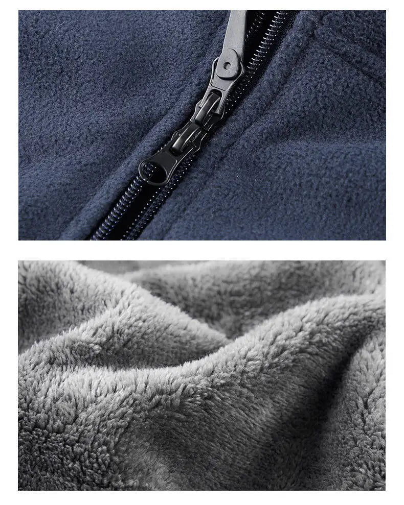 Men's Outdoor Sport Hooded Sweatshirt Jacket Warm Fleece Liner Windproof Softshell Inner Polar Fleece Coat with Zipper & Pockets