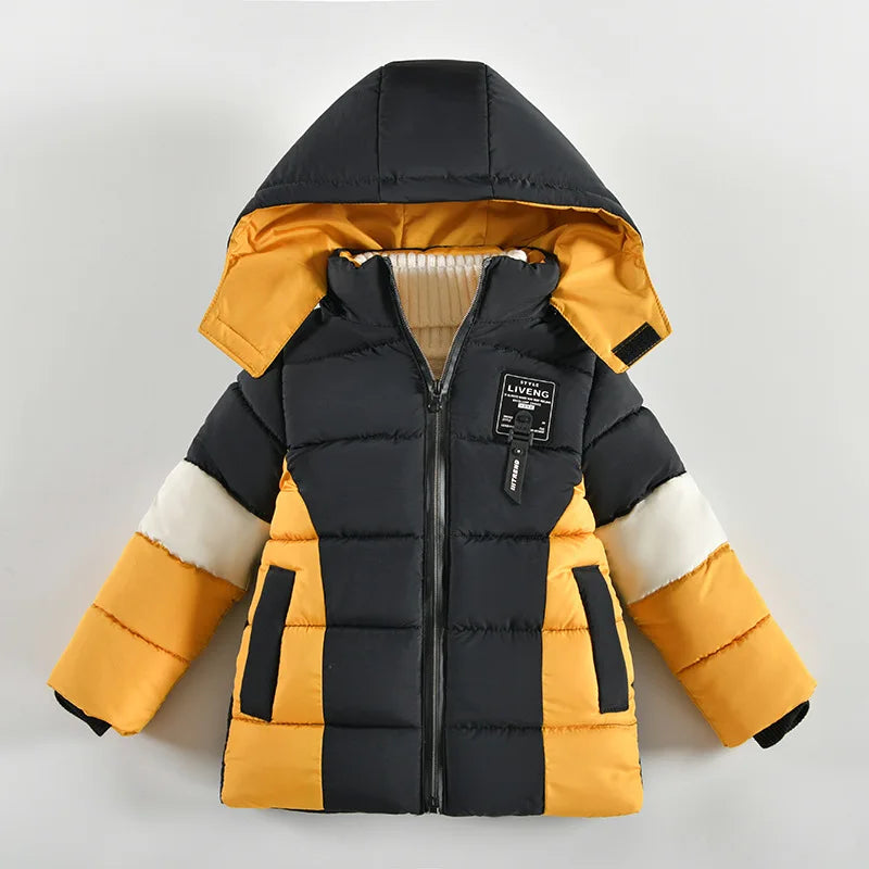 Boys' Letter Print Hooded Winter Coat