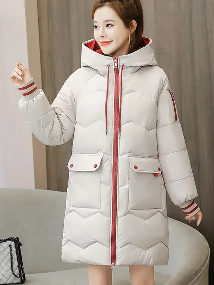 Winter Women Jacket Coats Long Parkas Female Down Cotton Hooded Overcoat Thick Warm Jackets Windproof Casual Student Coat Parka
