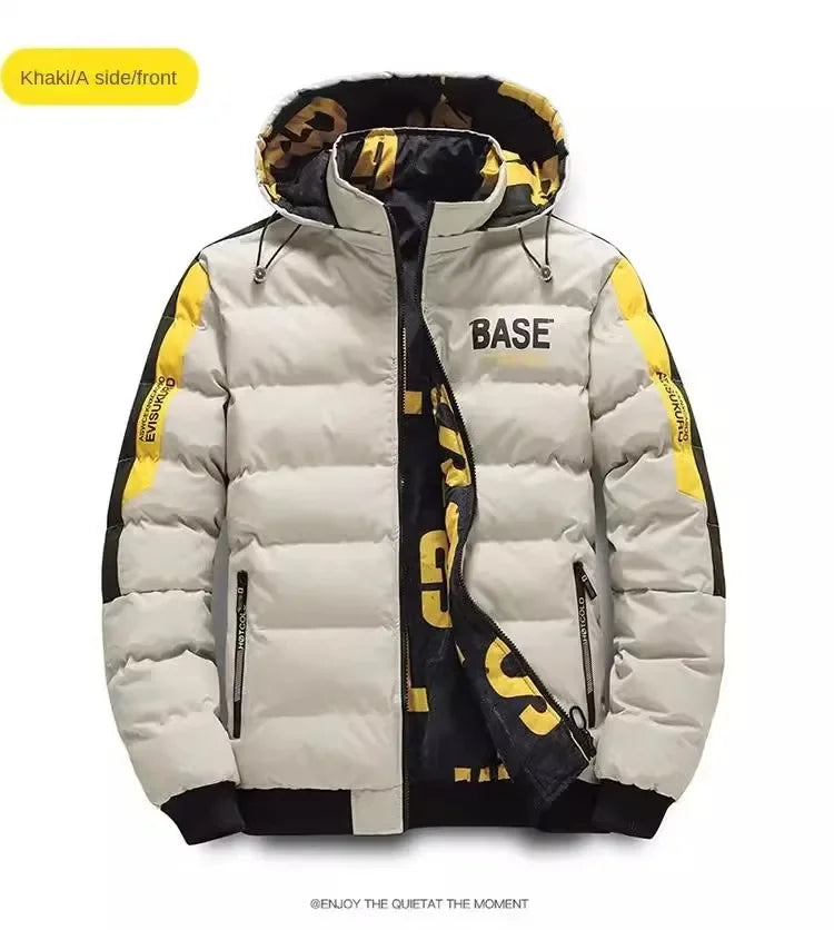 Men Autumn Winter Cotton Jacket Warm Comfortable Padded Thickened Down Jacket 2025 New Double-Sided Clothes Removable Cap M-6XL