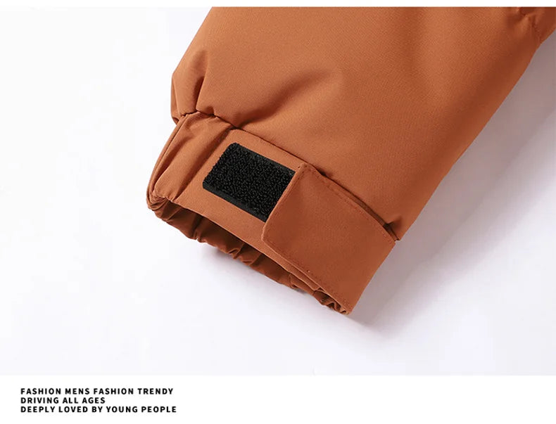 Fashion Trend with Hood Parkas for Men Quality Comfortable Thicken Warm Outerwear Solid Color Windproof Male Clothes Winter New