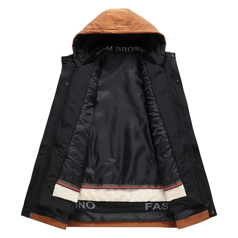 Plus Size 10XL Parkas Winter Fur Collar Jackets Men Jacket Thickened Warm Hooded Coats Male Outerwear Removable Liner Jacket