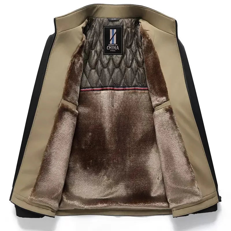 Winter New Fashionable Solid Color Plus Velvet Thick Warm Windproof Jacket for Men's Casual Loose Sports Large Size Jacket L-4XL