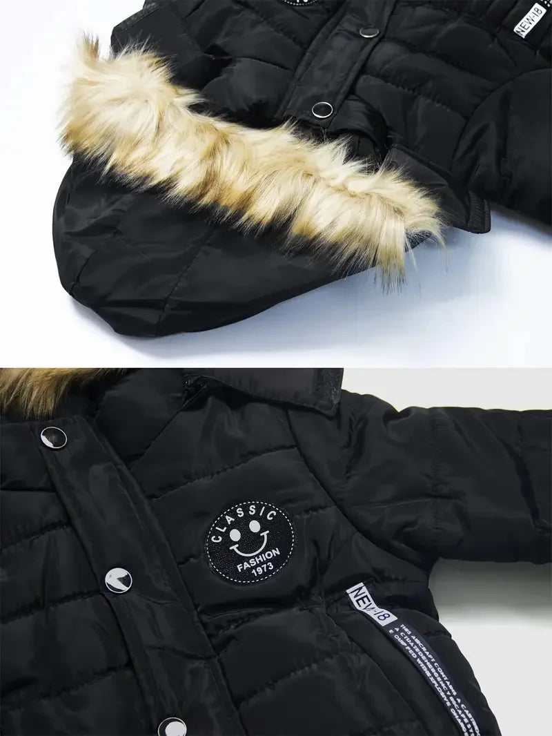 Winter Autumn Boys Girls Thick Jackets Kids Padded Fleece Warm Coats Children Hooded Cotton Outerwear Kids Snowsuit Clothes