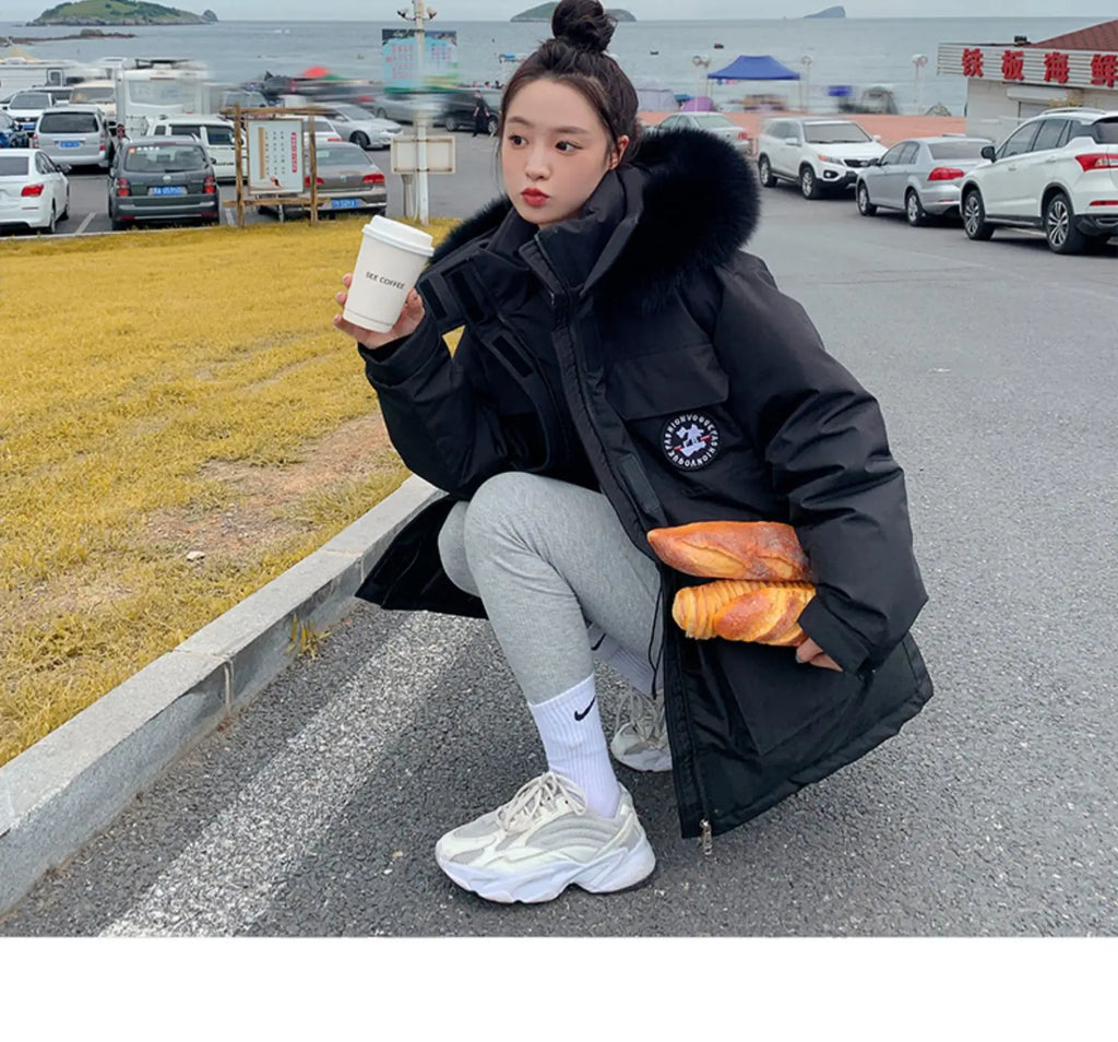 winter new fashion hooded down padded jacket women's thickening winter outdoor snow jacket couple tooling jacket coat