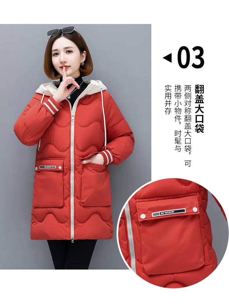 Long Winter Jacket Women Down Cotton Coats 2024 New Cotton Padded Puffer Parka Coat Women Hooded Outwear Thicken Warm Jacket 4XL