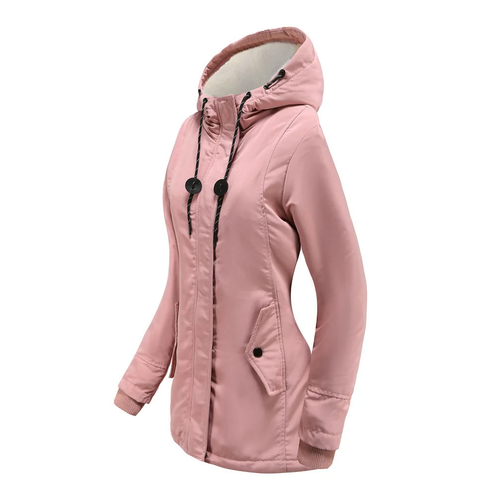 Winter Down Jackets Coats Women Warm Parkas Hooded Waterproof Thick Plush Fleece Lined Female Cotton Puffer Jacket Overcoat AY81