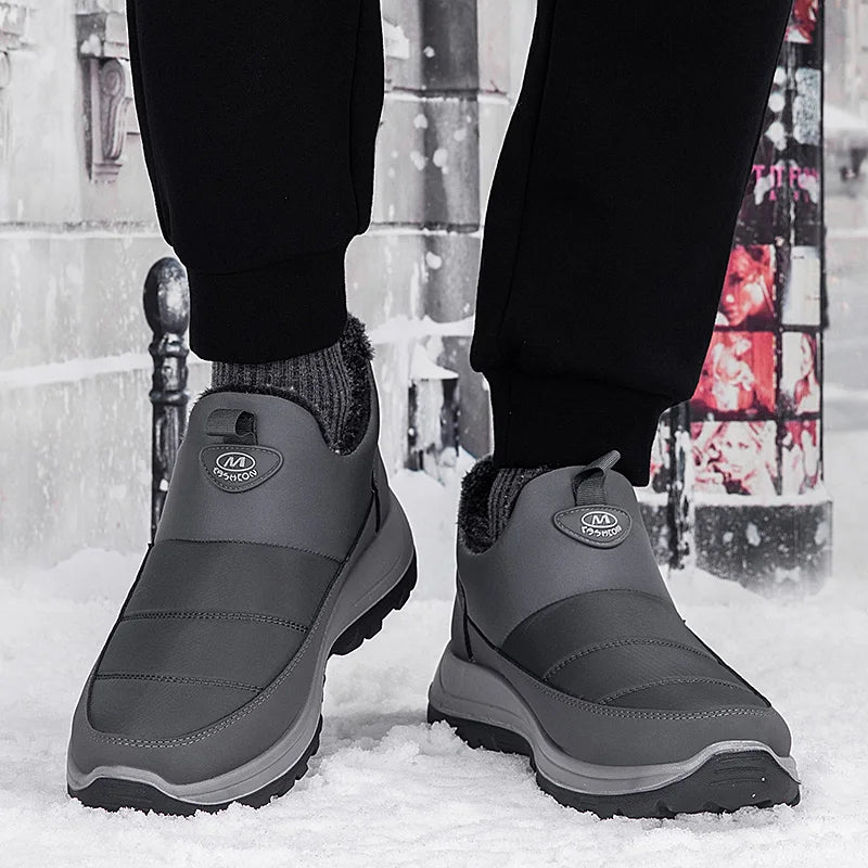 Men Boots Waterproof Winter Lightweight Snow Boots Thick Warm Fur Men Shoes Plus Size Unisex Ankle Boots Slip On Casual Shoes
