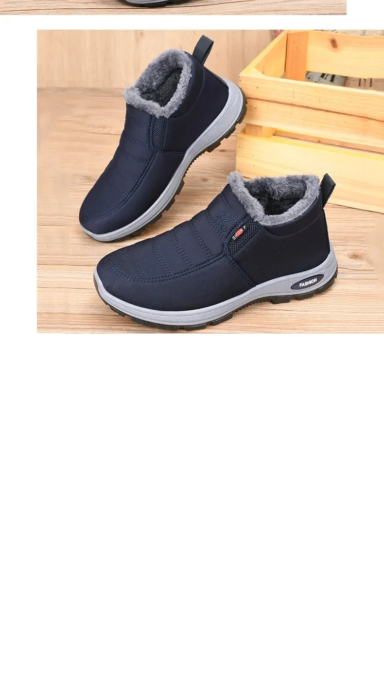 Winter 2025 new men's and women's cotton shoes with thick velvet and warm snow boots windproof couple's short boots anti slip