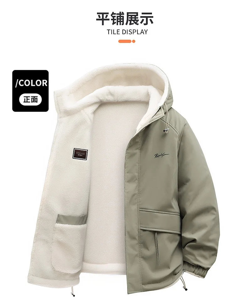 Winter Fashion Trend With Thick Fleece and Warm Hooded Jacket For Men's Casual Loose Sports Plus Large Size High-Quality Jacket