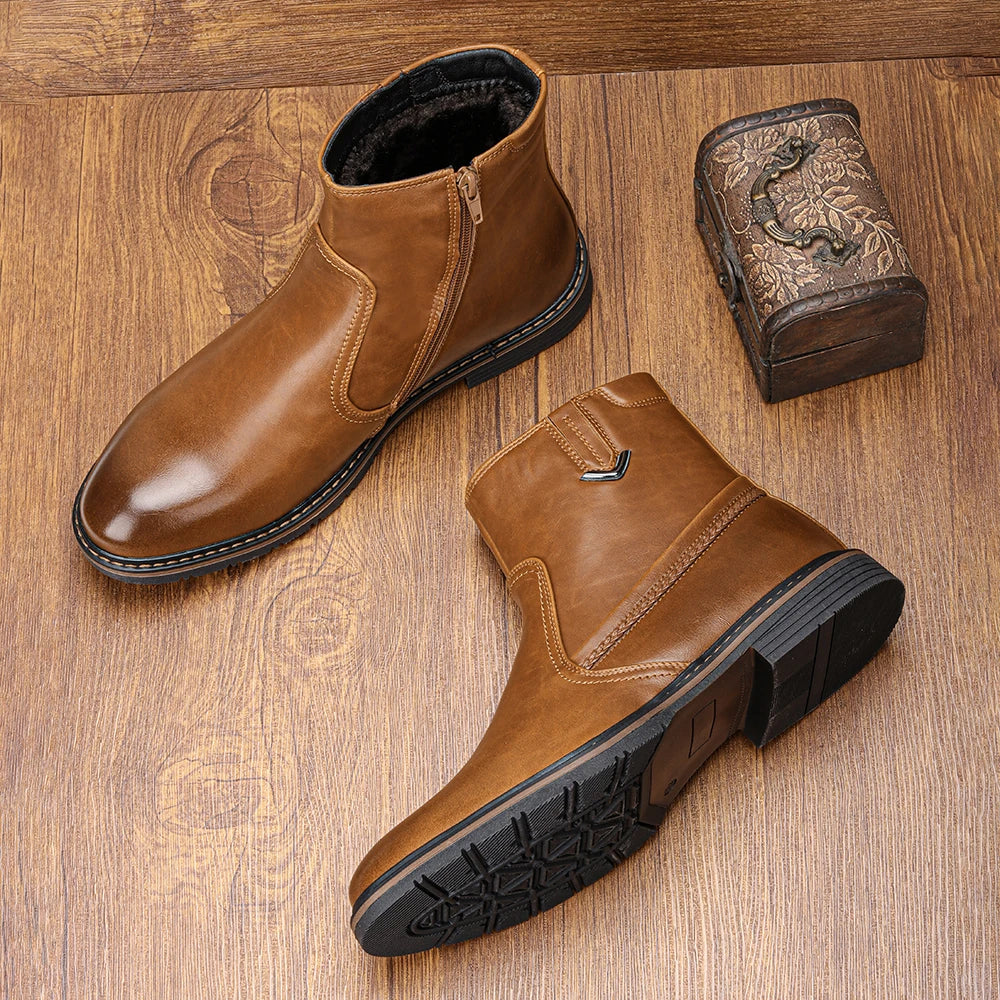 Men Winter Boots Vintage Ankle Warm Men's Winter Shoes #DM5277