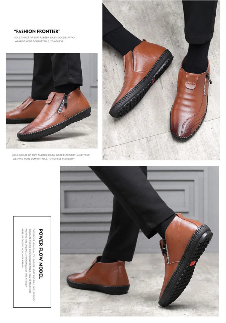 2025 Natural Wool Winter Shoes Men Genuine Leather Warmest Snow Boots Army Homme Walking Botas Hombre Platform Boots