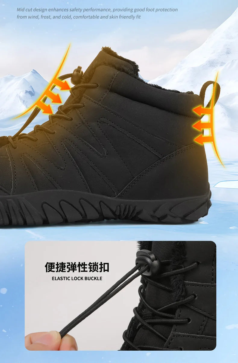 New Outdoor Sports Cotton Shoes With Plush Insulation Boots, Wear-Resistant And Non Slip Snow Boots, Winter Thick Couple Shoes
