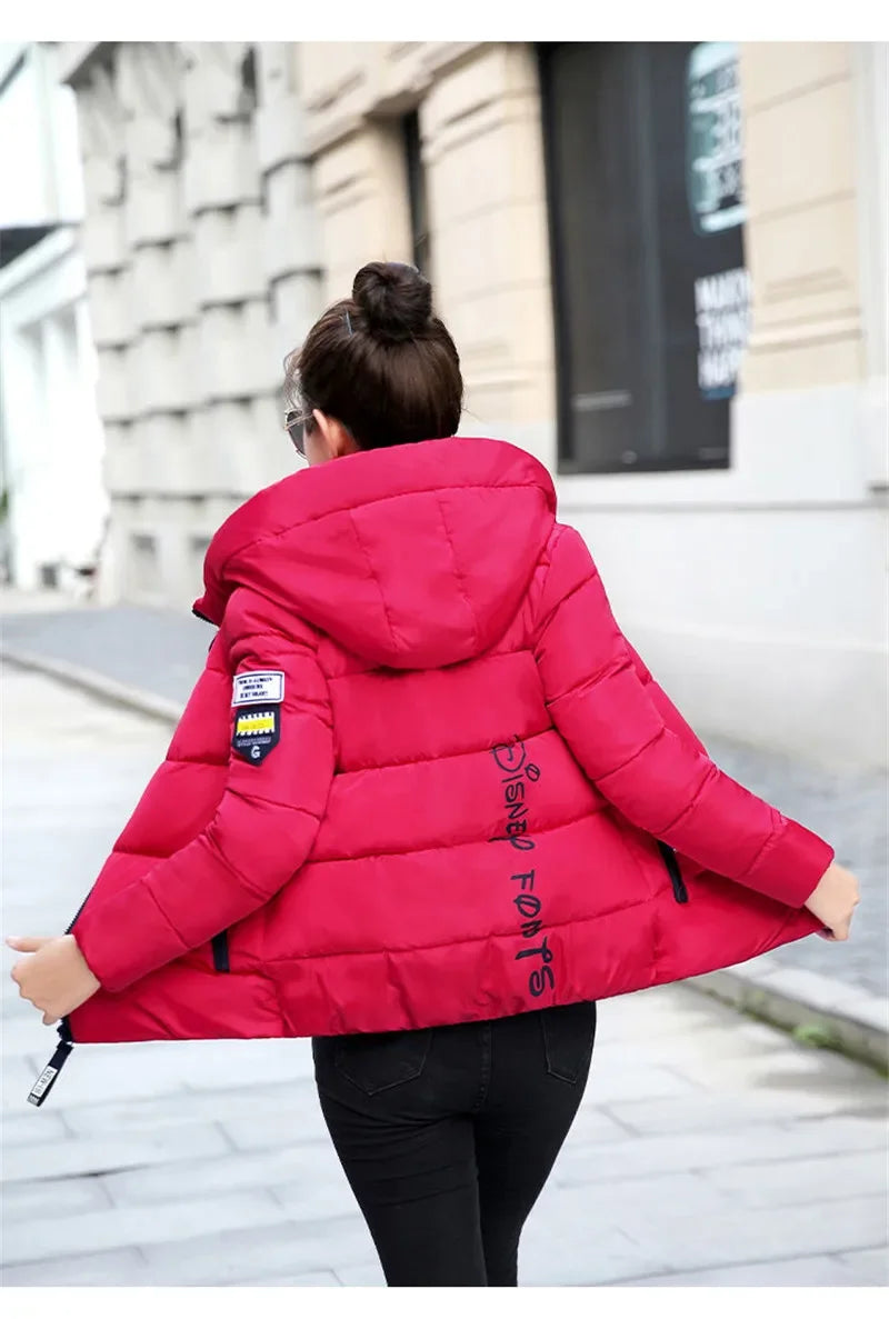 2025 New Winter Parkas Women Jacket Hooded Thick Warm Short Jacket Cotton Padded Parka Basic Coat Female Outerwear 5XL