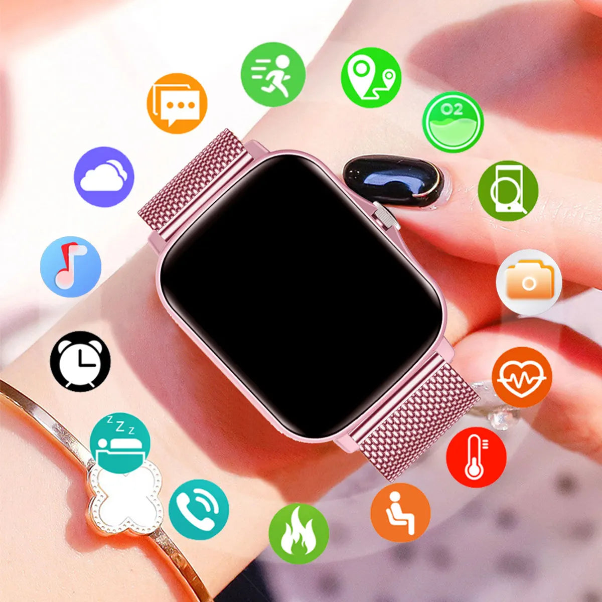 Smart Watch 2.01‘’ Full Touch Amoled BT Call Sport Waterproof Watches Heart Rate Blood Pressure SmartWatch for Men Women