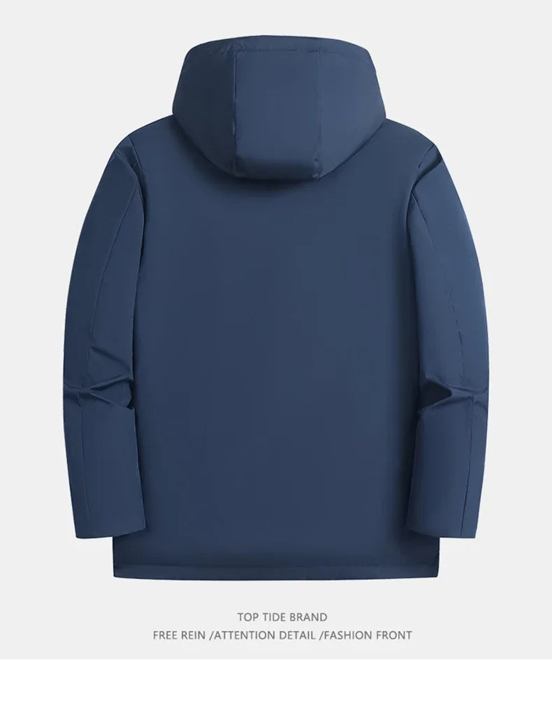 Winter New Fashionable Waterproof  Thick Warm Hooded Cotton Jacket For Men's Casual Loose Retro Sports Jacket