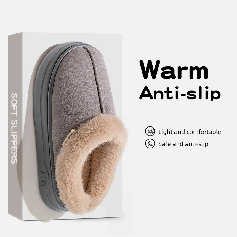 Men's Slippers Warm Outdoor Winter Non-slip Thick Soled Breathable Comfort Fashionable and Casual Shoes Snow Boots for Couples