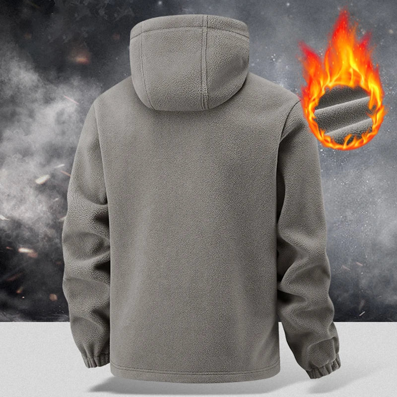 Autumn Winter New Hooded Fleece Jacket Men Outdoor Sports Windproof Tactical Zip Coat Men Warm Thick High Quality Jacket Male