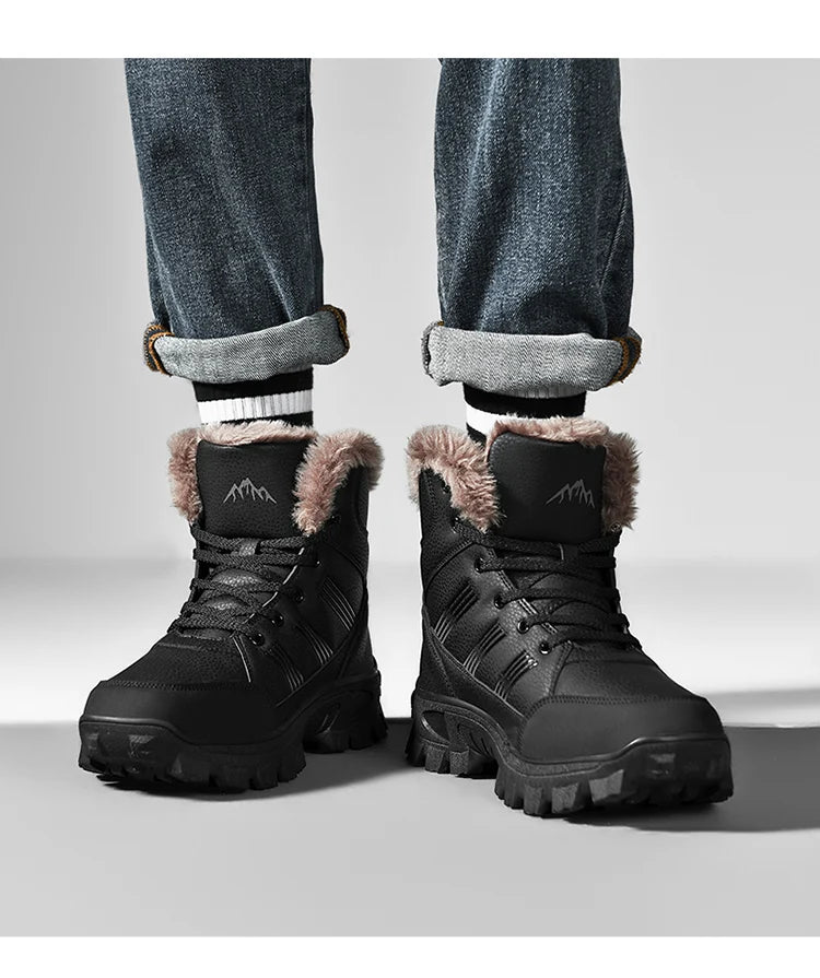 Men's Winter Boots 2025 Warm Waterproof Non-Slip Plush Sneakers Shoes Male Winter Tenis Boots Comfortable Slip-On Plush Lined