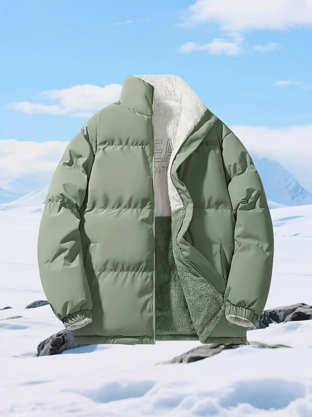 Men'S Winter Jacket - Thick Insulated Coat with Stand-Up Collar, Loose Fit Cold Weather Outerwear