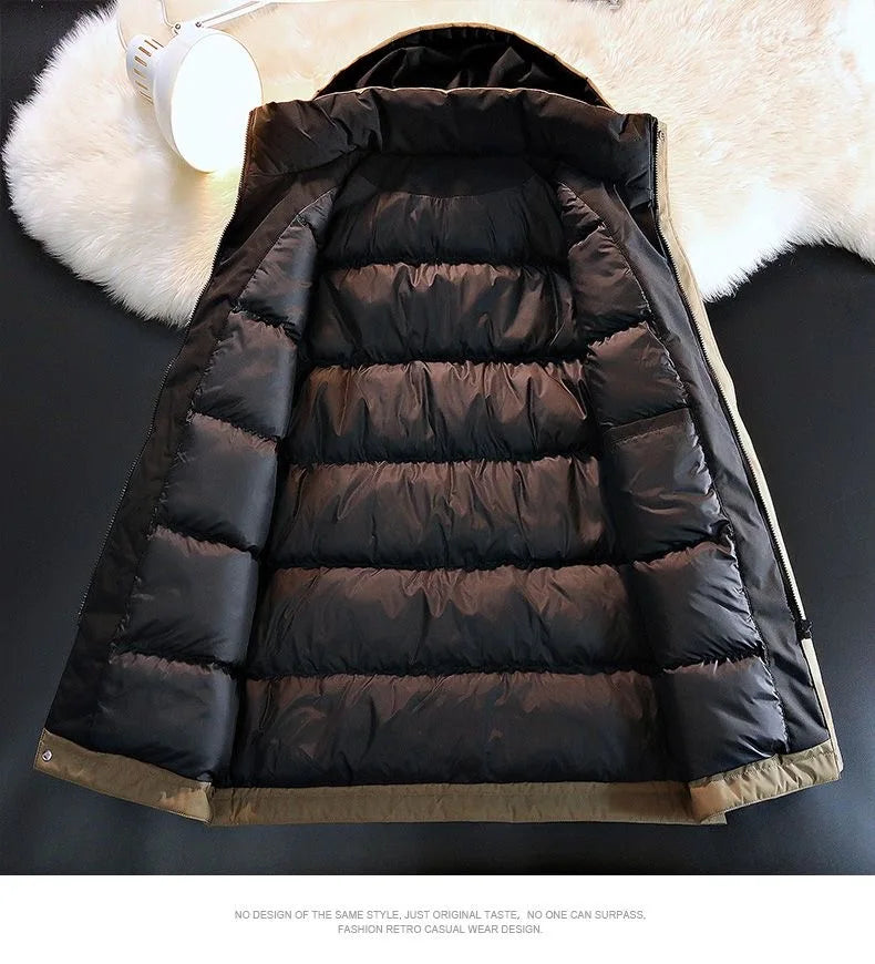 2024 Autumn/Winter New Fashion Solid Color Thick Warm Hooded Coat Men's Casual Loose High-Quality Plus-Size Cotton-Padded Jacket