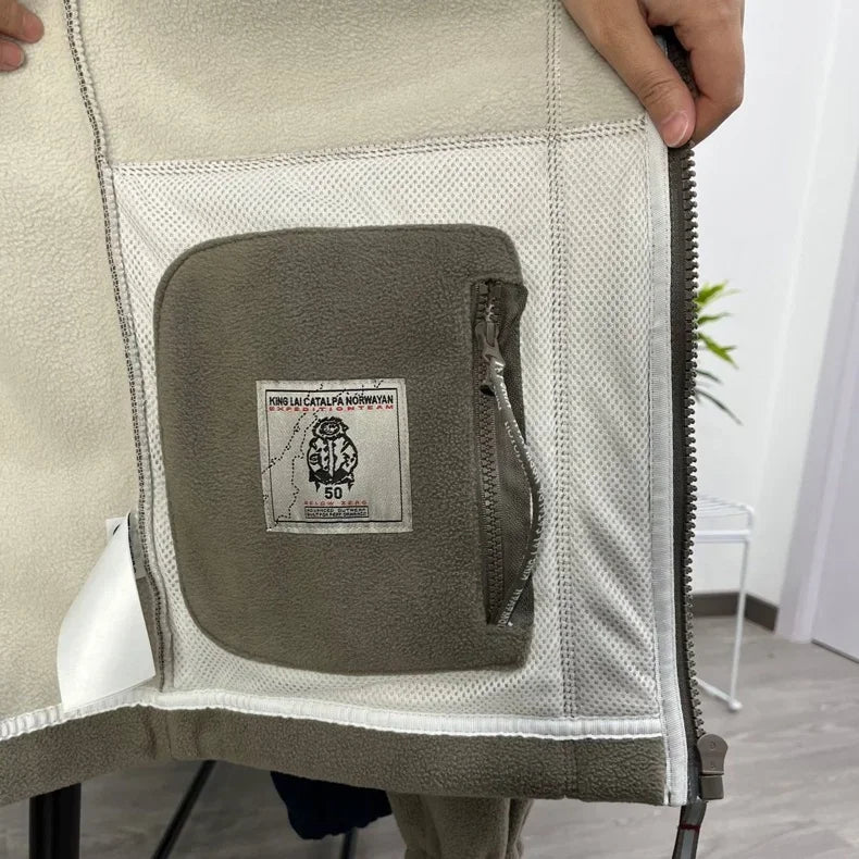 Winter Wool Jacket Men's Mountaineering Double-layer Thick Pocket Jacket Outdoor High Neck Windproof Skiing Sweatshirt Jacket Me