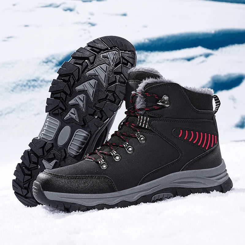 Mens Winter Snow Boots Durable Slip-resistant Windproof High-Top Sneakers Warm Comfortable Casual Shoes for Outdoor Activities