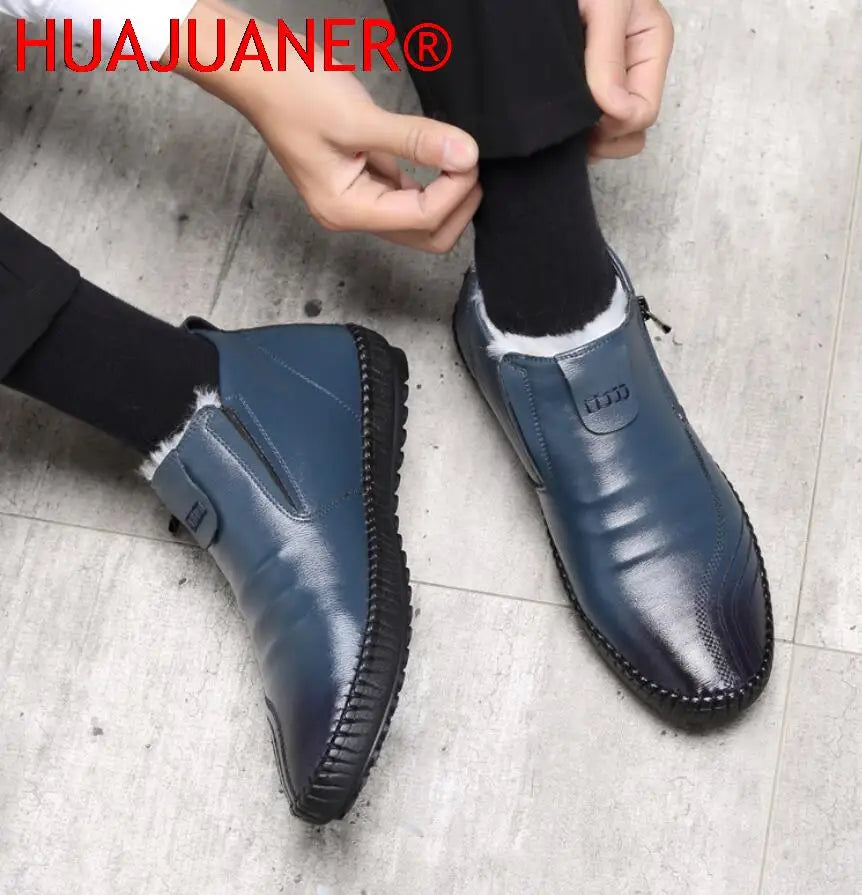 2025 Natural Wool Winter Shoes Men Genuine Leather Warmest Snow Boots Army Homme Walking Botas Hombre Platform Boots