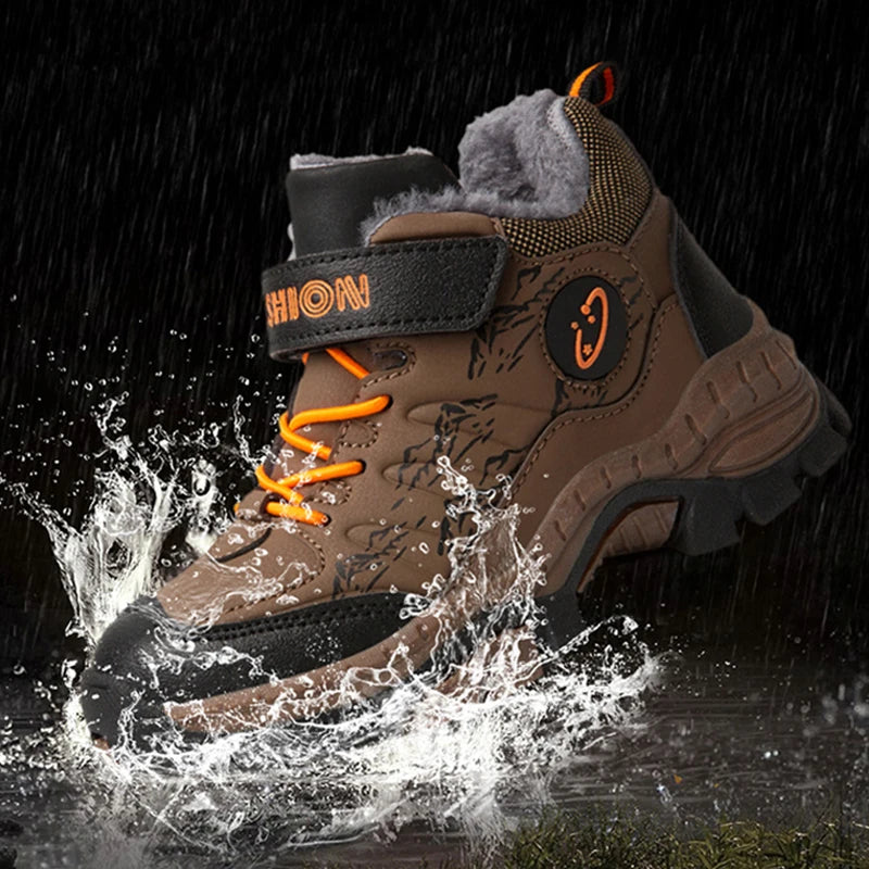Waterproof Winter Snow Boots for Boys Non-Slip Warm Ankle Shoes Kids Outdoor Trekking Hiking Sneakers Children's Fashion Boots