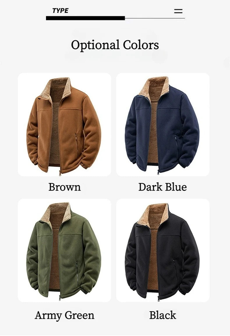 Winter Polar Fleece Jacket Men Warm Thicken Fleece Clothing Coats Men Outdoor Windproof Stand Collar Full Zipper Hiking Jacket