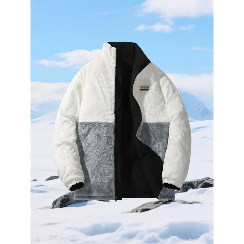 Men'S Winter Jacket - Thick Insulated Coat with Stand-Up Collar, Loose Fit Cold Weather Outerwear