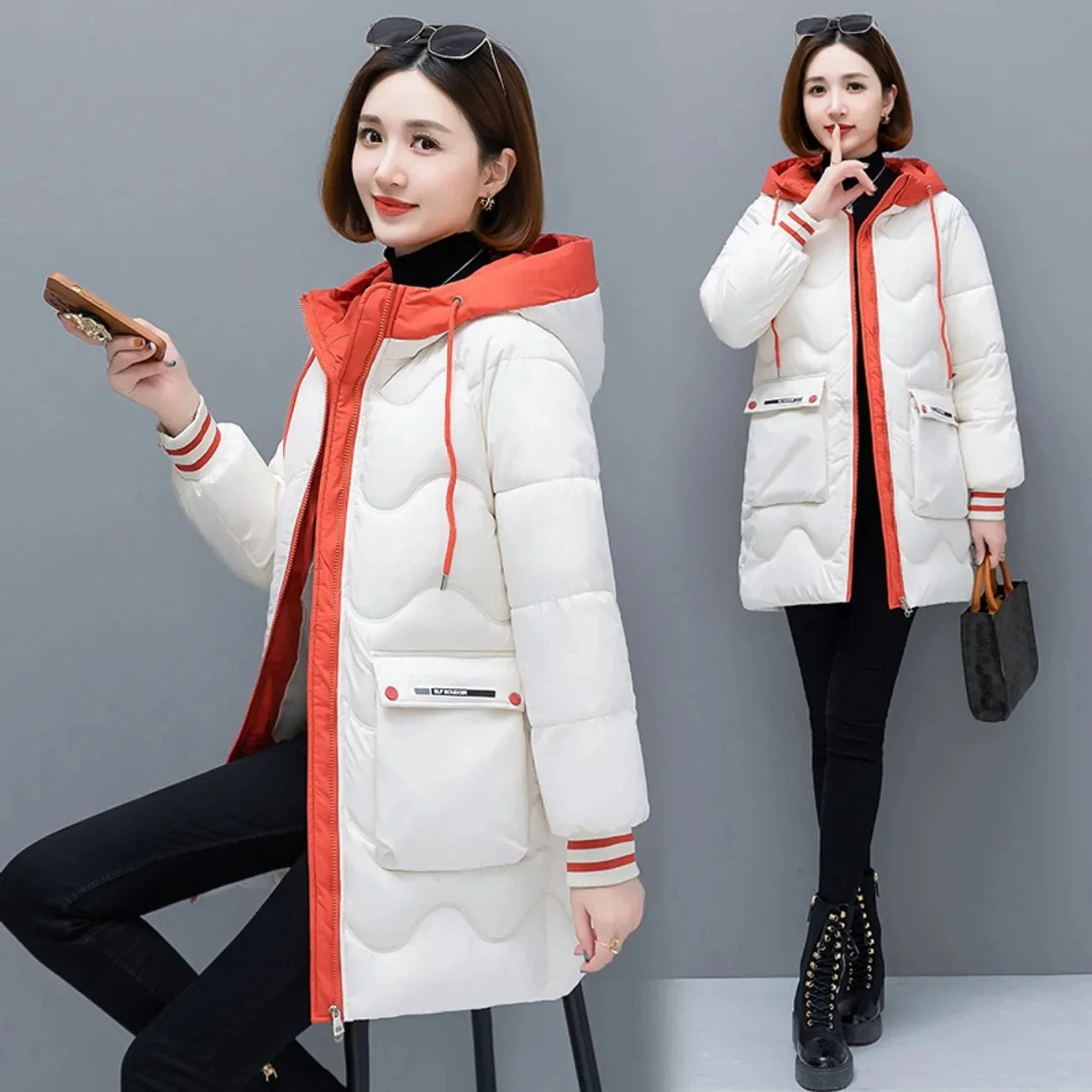 Long Winter Jacket Women Down Cotton Coats 2024 New Cotton Padded Puffer Parka Coat Women Hooded Outwear Thicken Warm Jacket 4XL
