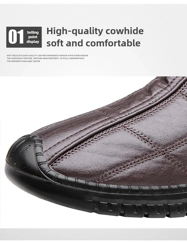 Winter men's boots are warm waterproof non slip thick walking boots, and oversized work shoes for men aged 38-48 platform boots